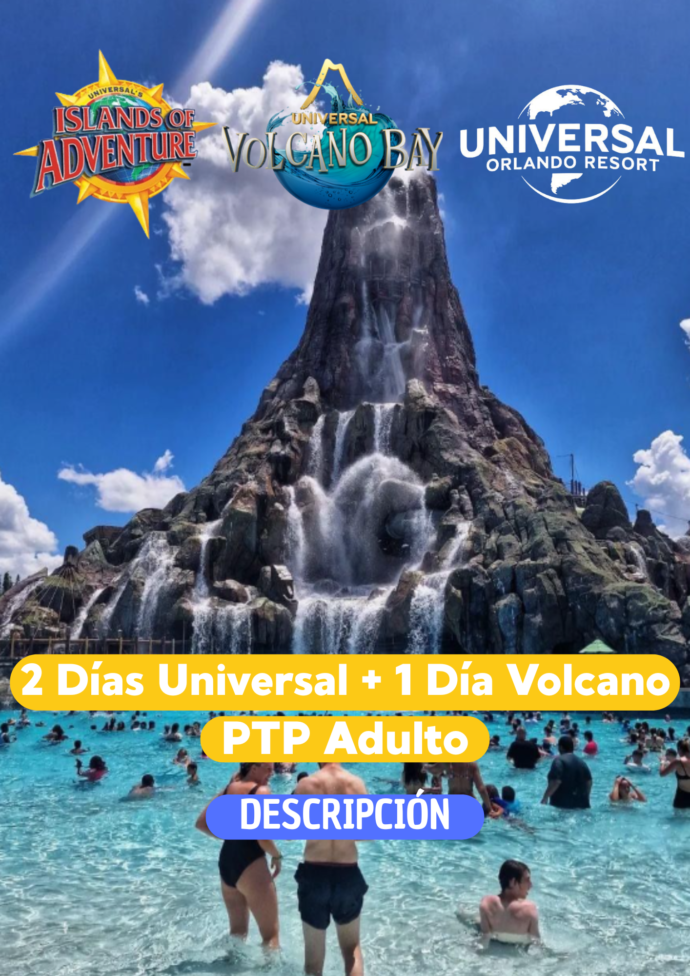 2 DIAS UNIVERSAL STUDIOS PTP + 1 DIA VOLCANO BAY ADULTO - CLIC EN EL BOTON DE WHATSAPP PARA MAS INFORMACION! TARIFAS DESDE...