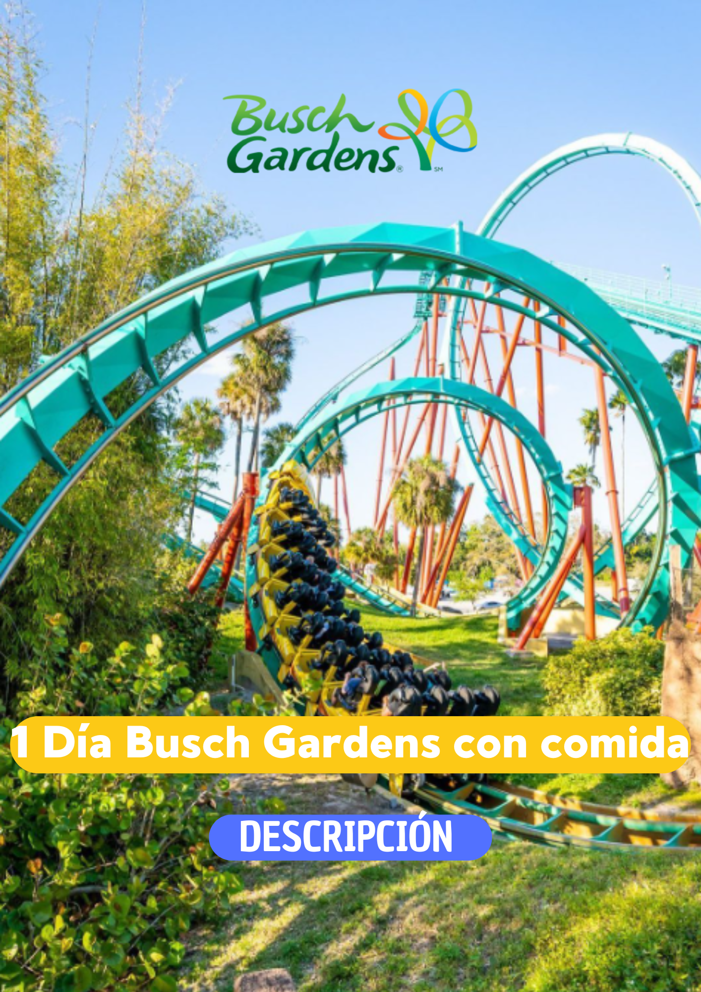 BUSCH GARDENS 1 DIA CON COMIDA - CLIC EN EL BOTON DE WHATSAPP PARA MAS INFORMACION! TARIFAS DESDE...