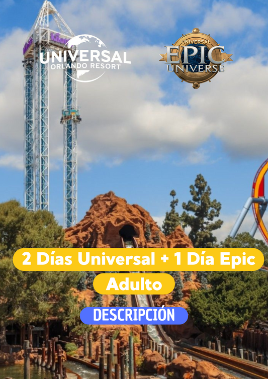 2 DIAS UNIVERSAL STUDIOS + 1 DIA EPIC ADULTO - CLIC EN EL BOTON DE WHATSAPP PARA MAS INFORMACION! TARIFAS DESDE...
