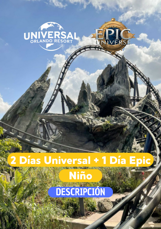 2 DIAS UNIVERSAL STUDIOS + 1 DIA EPIC NIÑO (3-9 AÑOS) - CLIC EN EL BOTON DE WHATSAPP PARA MAS INFORMACION! TARIFAS DESDE...
