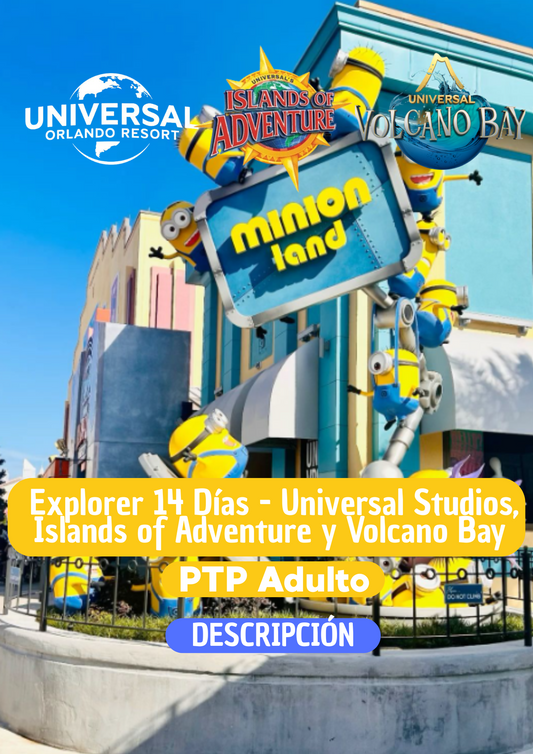EXPLORER 14 DIAS UNIVERSAL STUDIOS PTP + VOLCANO BAY ADULTO - CLIC EN EL BOTON DE WHATSAPP PARA MAS INFORMACION! TARIFAS DESDE...