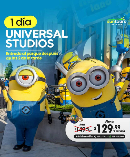 1 DAY UNIVERSAL (1 ONLY PARK) entrada después de las 2 pm