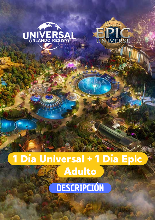 1 DIA UNIVERSAL STUDIOS + 1 DIA EPIC ADULTO - CLIC EN EL BOTON DE WHATSAPP PARA MAS INFORMACION! TARIFAS DESDE...